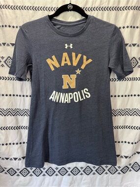 Under Armour women’s Navy Graphic Tee with Gold and White Accents